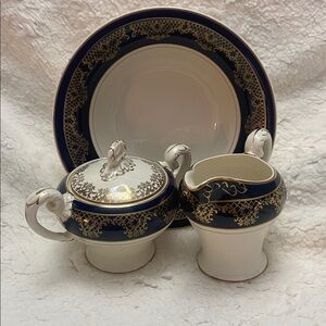 Vintage Crown Devon Porcelain  Cream & Sugar set and Bowl  made in England RARE